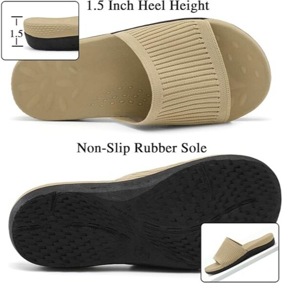 Xihalook Size 10.5 Orthotic Slides Slip-On Sandals Arch Support Open Toe - Picture 9 of 11